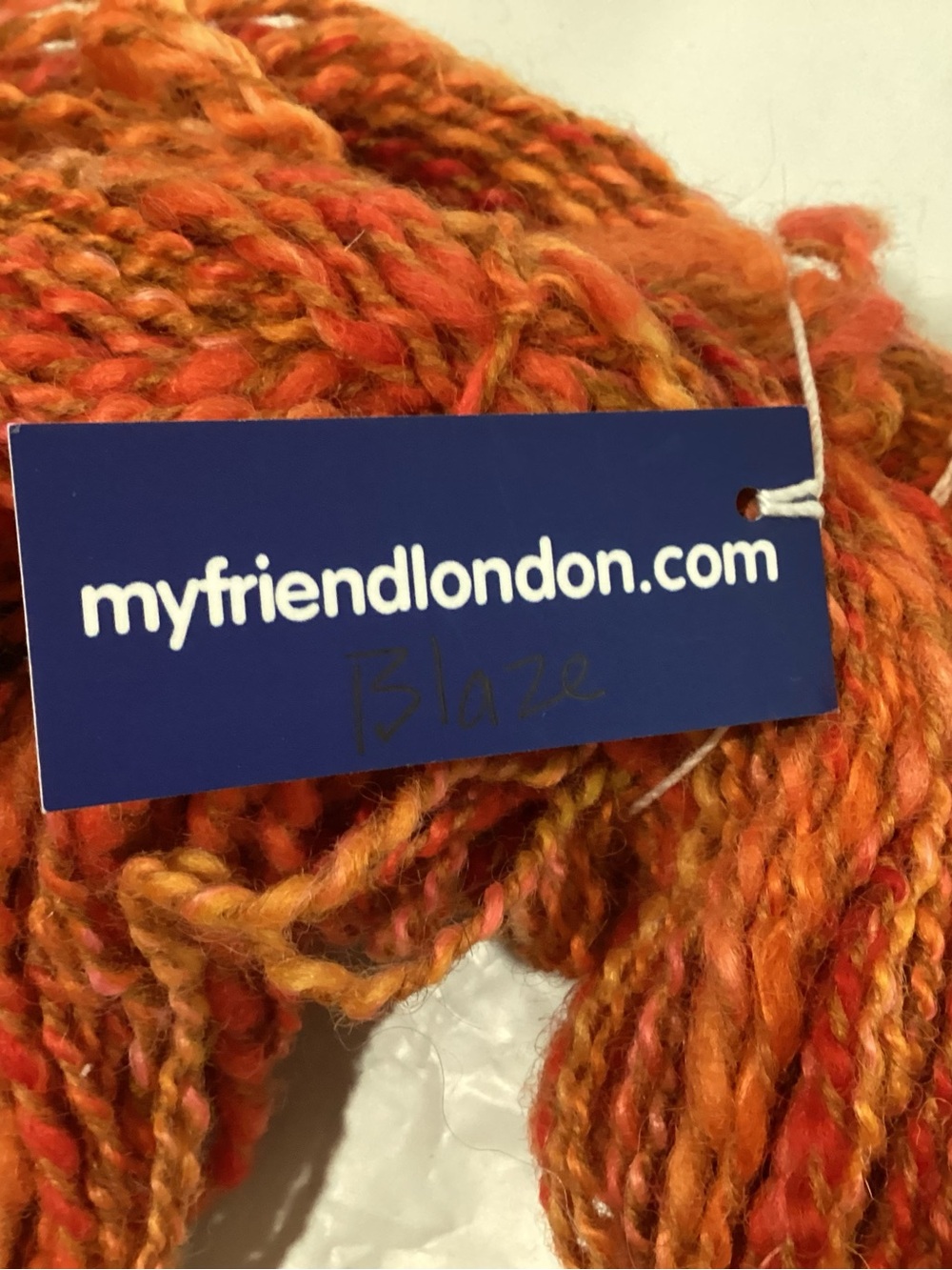 myfriendlondon.com handspun and dyed art yarn in colorway blaze